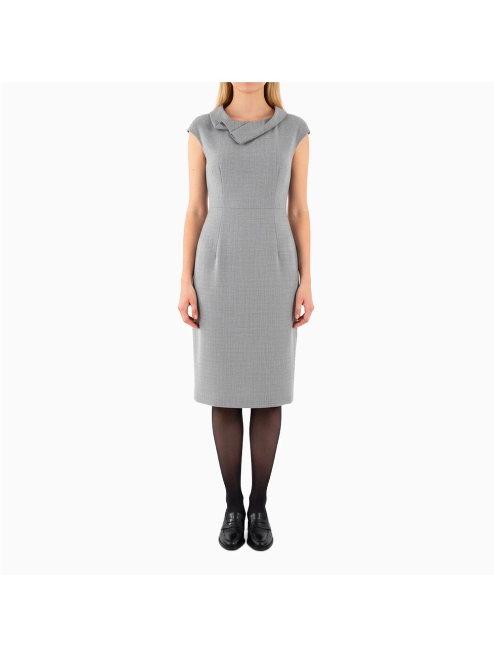 Rachel Roy Elegant Grey Cap-Sleeve Sheath Dress